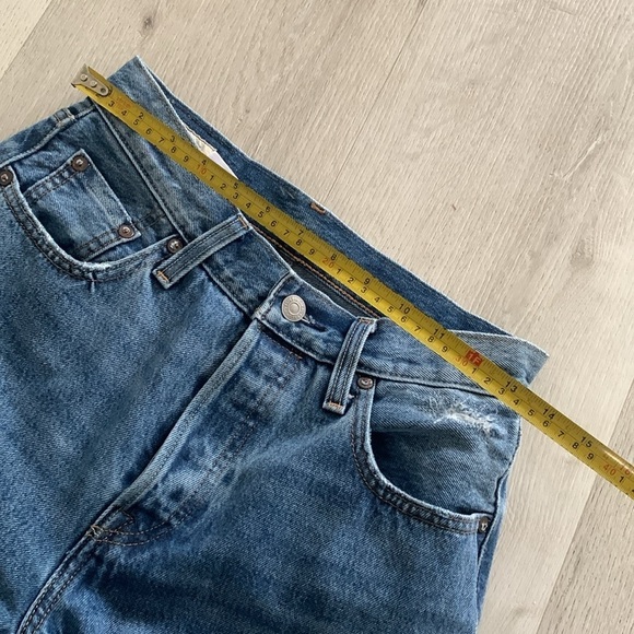 Levi’s 501 Ripped distressed buttons fly jeans high waist medium wash size 25 - Picture 14 of 16